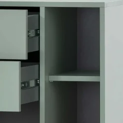 Badezimmer Highboard in Graugrün & Gold - Vilatata^Wohnen New