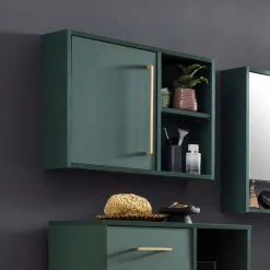 Wohnen Badezimmer Hängeschrank in Dunkelgrün & Gold - Aqua