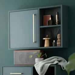 Wohnen Badezimmer Hängeschrank in Dunkelgrün & Gold - Aqua