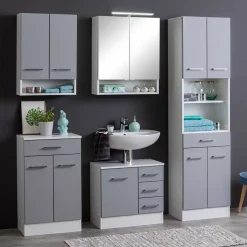 Badezimmer Hängeschrank in hellem Grau - Girios^Wohnen