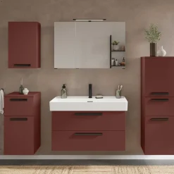 Badezimmer Hängeschrank in Dunkelrot - Exeler^Wohnen Hot