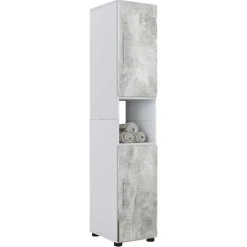 Badezimmer Hochschrank in Betonoptik & Weiß - Cinesio^Wohnen Discount