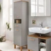 Wohnen Badezimmer Hochschrank in Platingrau - Nienzo