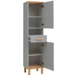 Wohnen Badezimmer Hochschrank in Platingrau - Nienzo