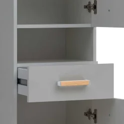 Wohnen Badezimmer Hochschrank in Platingrau - Nienzo