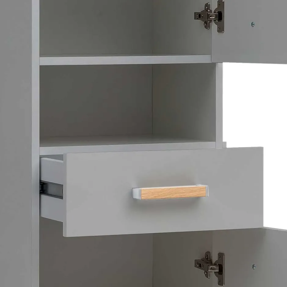 Wohnen Badezimmer Hochschrank in Platingrau - Nienzo