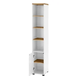 Wohnen Badezimmer Hochschrank in Weiß mit Wildeiche - Alenta