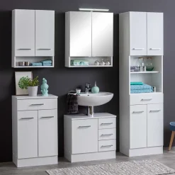 Badezimmer Hochschrank 4-türig & 2 Fächer - Skiranov^Wohnen Outlet