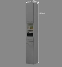 Badezimmer Hochschrank Veverino in Hochglanz Weiß^Wohnen Best