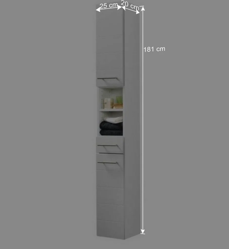 Badezimmer Hochschrank Veverino in Hochglanz Weiß^Wohnen Best