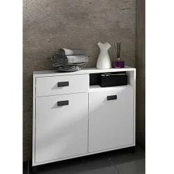 Badezimmer Kommode in Weiß mit Schwarz - Envaton^Wohnen Discount