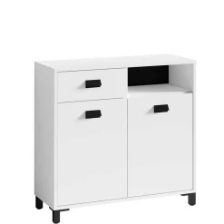 Badezimmer Kommode in Weiß mit Schwarz - Envaton^Wohnen Discount