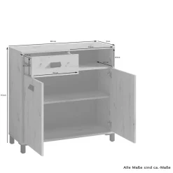 Badezimmer Kommode in Weiß mit Schwarz - Envaton^Wohnen Discount