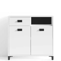 Badezimmer Kommode in Weiß mit Schwarz - Envaton^Wohnen Discount