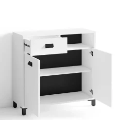 Badezimmer Kommode in Weiß mit Schwarz - Envaton^Wohnen Discount