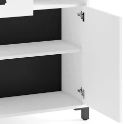 Badezimmer Kommode in Weiß mit Schwarz - Envaton^Wohnen Discount