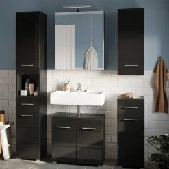 Badezimmer Möbelblock in Schwarz - Culina (fünfteilig)^Wohnen Best