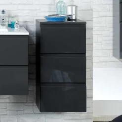 Wohnen Badezimmer Möbelset Blaxin in Anthrazit Hochglanz (fünfteilig)