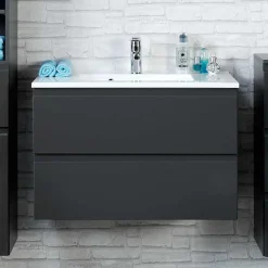 Wohnen Badezimmer Möbelset Blaxin in Anthrazit Hochglanz (fünfteilig)