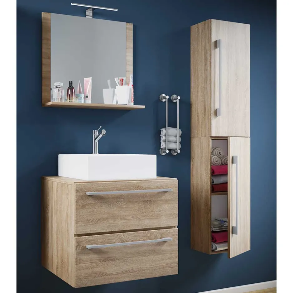 Wohnen Badezimmer Möbelset in Holzoptik - Caleena (dreiteilig)
