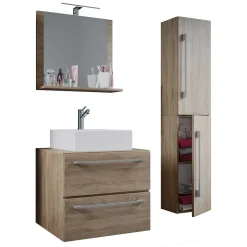 Wohnen Badezimmer Möbelset in Holzoptik - Caleena (dreiteilig)