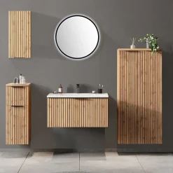 Wohnen Badezimmer Midischrank mit Doppeltür - Crystoga