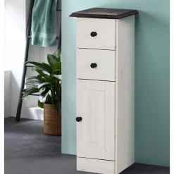 Wohnen Badezimmer Schrank in Weiß mit Dunkelbraun - Malka