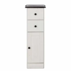 Wohnen Badezimmer Schrank in Weiß mit Dunkelbraun - Malka