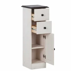 Wohnen Badezimmer Schrank in Weiß mit Dunkelbraun - Malka