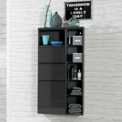 Badezimmer Seitenschrank Blaxin in Anthrazit Hochglanz^Wohnen Best