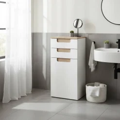 Wohnen Badezimmer Seitenschrank Tymos in Weiß Hochglanz