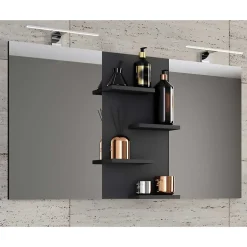 Wohnen Badezimmer Spiegel mit Regal in Schwarz - Alberta