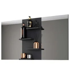 Wohnen Badezimmer Spiegel mit Regal in Schwarz - Alberta