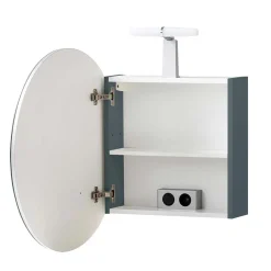 Badezimmer Spiegelschrank in Rund mit LED - Matrera^Wohnen Discount