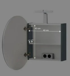 Badezimmer Spiegelschrank in Rund mit LED - Matrera^Wohnen Discount