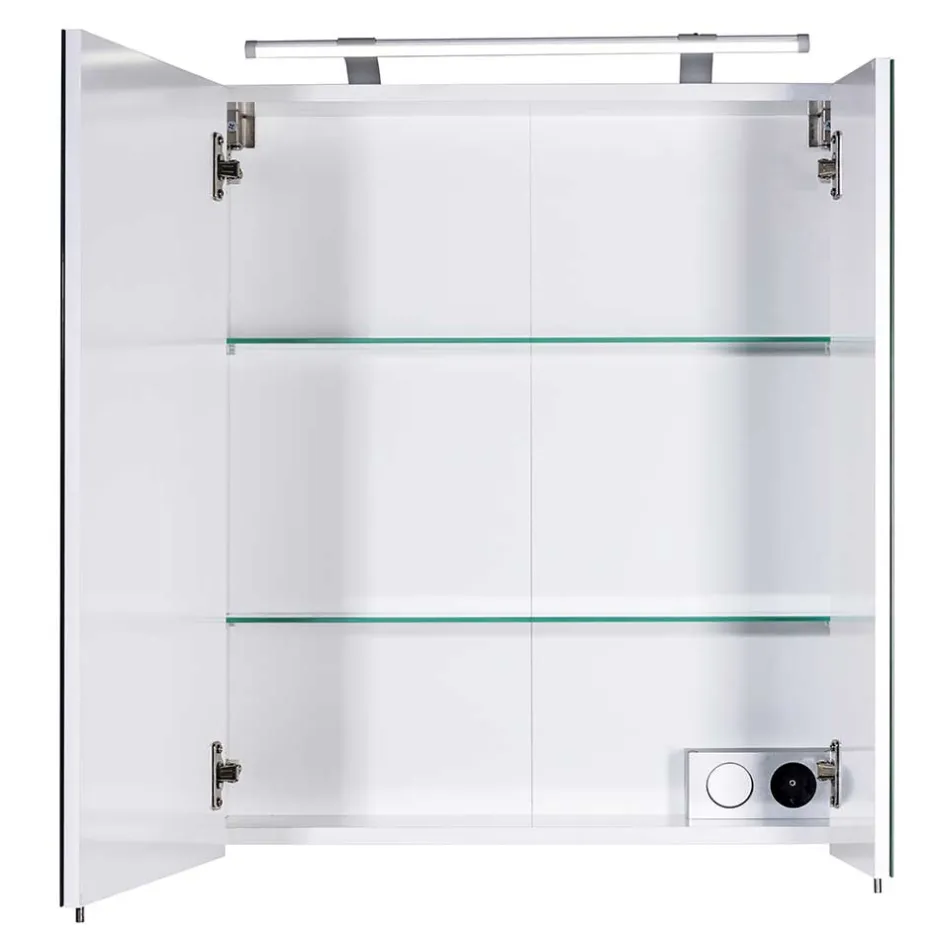 Wohnen Badezimmer Spiegelschrank mit zwei Türen & LED - Bagaci