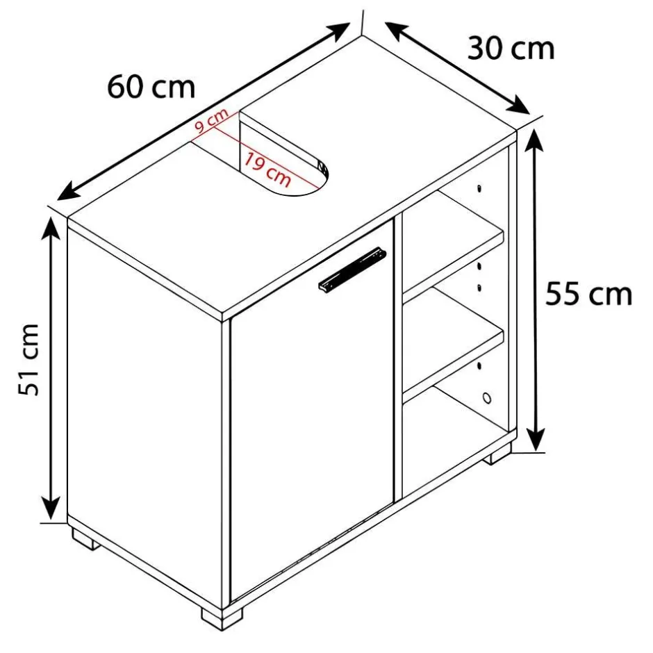 Wohnen Badezimmer Unterbeckenschrank in Weiß - Gransov