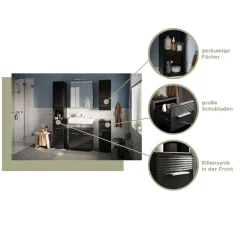 Wohnen Badezimmer Unterschrank in Schwarz hochglänzend - Culina
