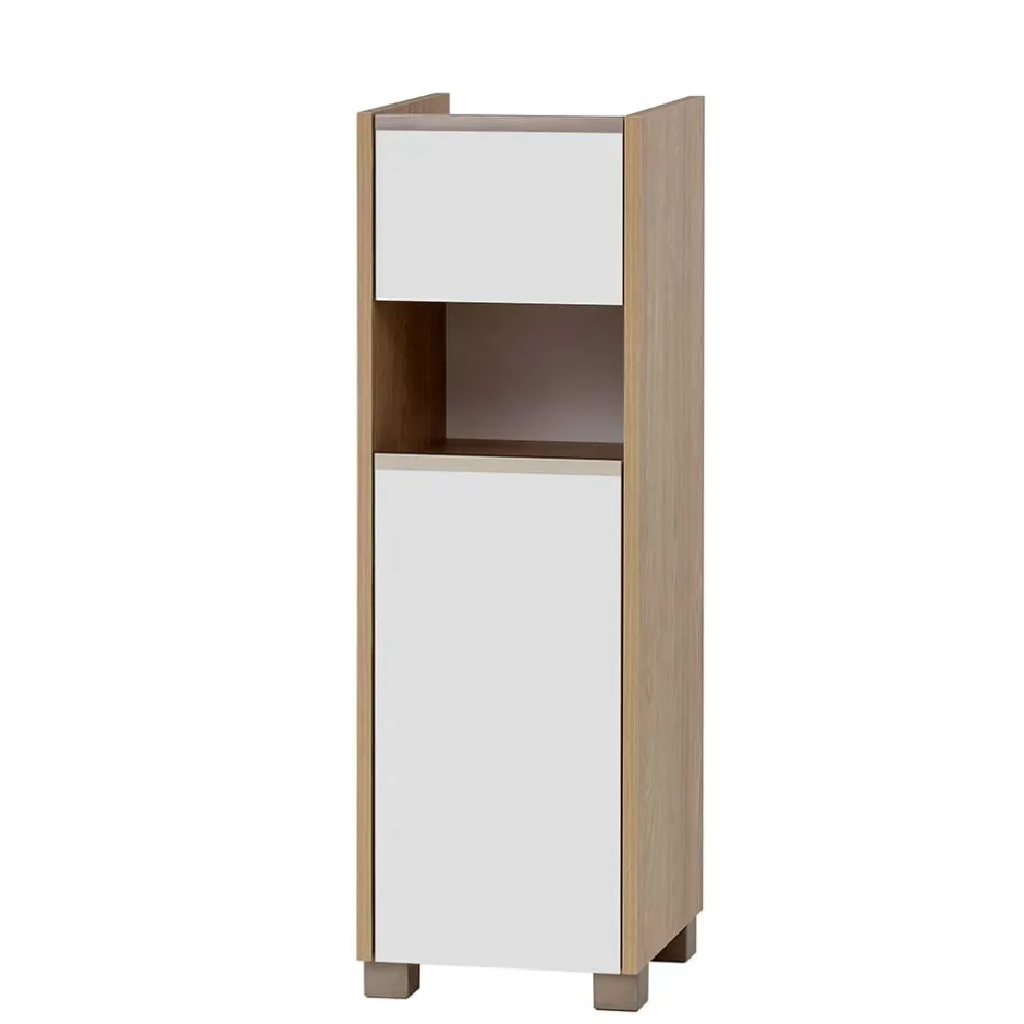 Badezimmer Unterschrank in Weiß und Eiche Hell - Ronya^Wohnen Clearance