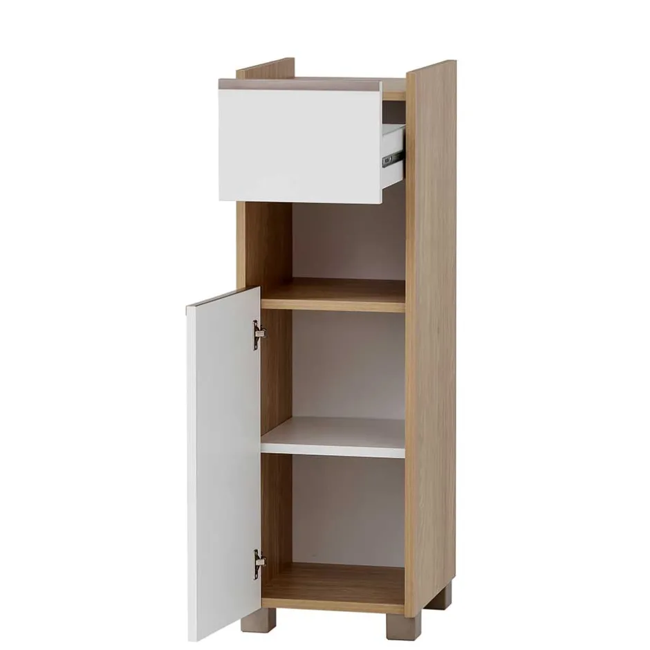 Badezimmer Unterschrank in Weiß und Eiche Hell - Ronya^Wohnen Clearance