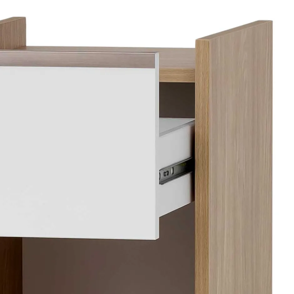 Badezimmer Unterschrank in Weiß und Eiche Hell - Ronya^Wohnen Clearance