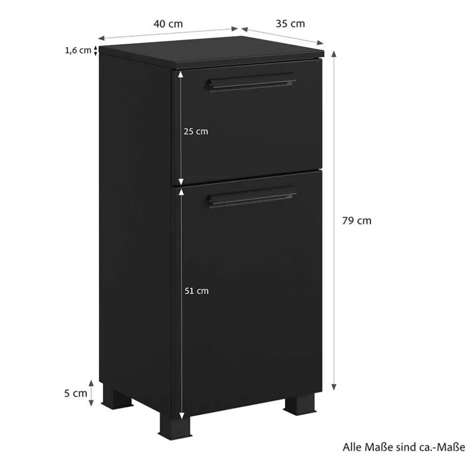 Wohnen Badezimmer Unterschrank in Schwarz - Ostoro