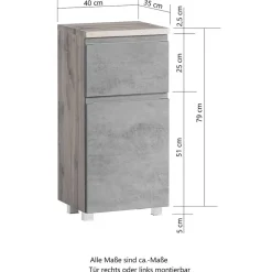 Wohnen Badezimmer Unterschrank mit Tür & Schublade - Eight