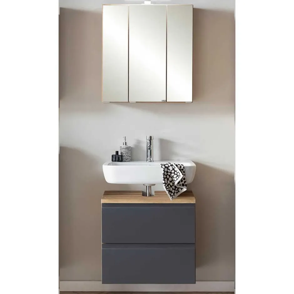 Wohnen Badezimmer Waschplatz in mattem Grau - Jambi (zweiteilig)