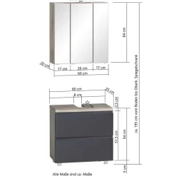 Wohnen Badezimmer Waschplatz in mattem Grau - Jambi (zweiteilig)
