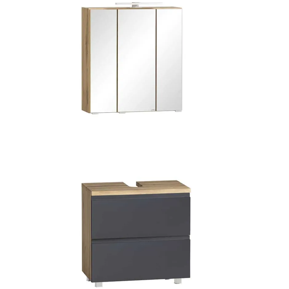 Wohnen Badezimmer Waschplatz in mattem Grau - Jambi (zweiteilig)