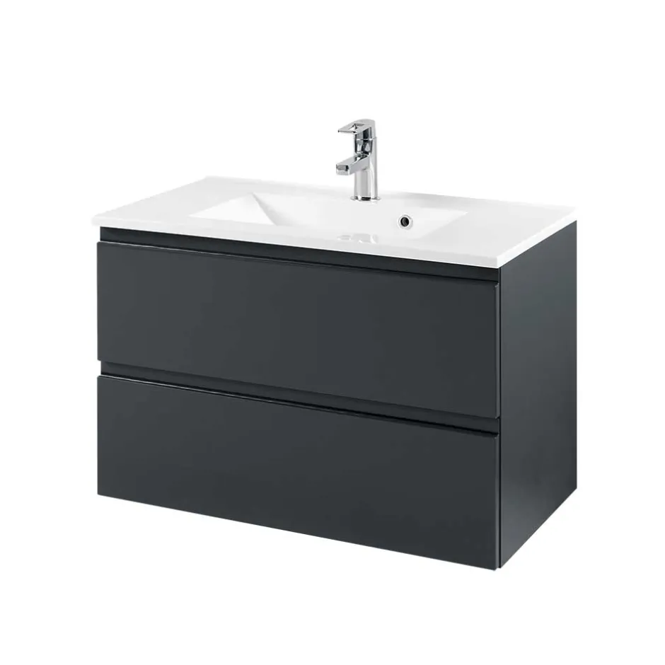 Wohnen Badezimmer Waschtisch Blaxin in Anthrazit Hochglanz