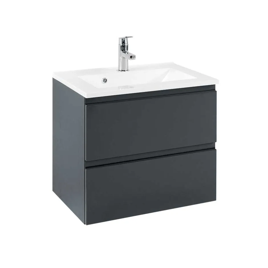 Wohnen Badezimmer Waschtisch Blaxin in Anthrazit Hochglanz