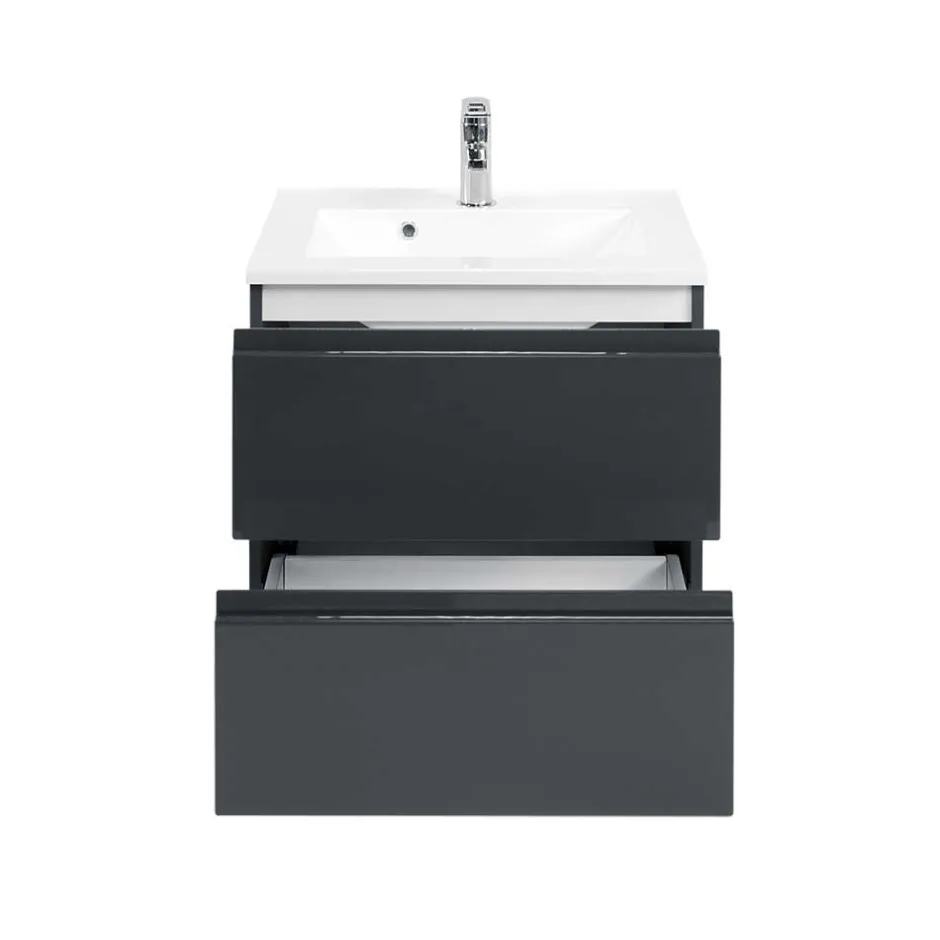 Wohnen Badezimmer Waschtisch Blaxin in Anthrazit Hochglanz