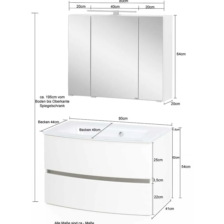 Wohnen Badezimmer Waschtisch Kombination - Natarivos (zweiteilig)